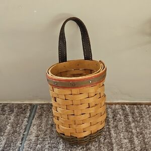 Woven Basket with Leather Handle